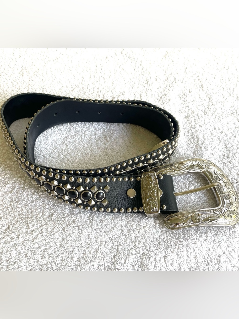 EUC Genuine Kippys Black Leather Belt Silver Buckle Size 36